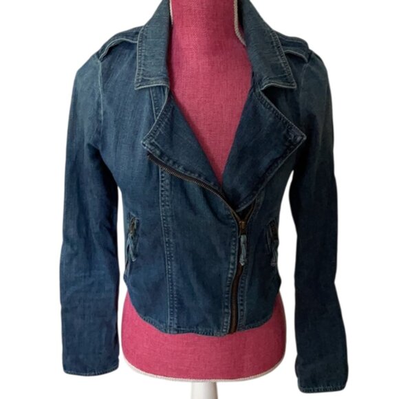 Lucky Brand Denim Moto Jacket size XS - Picture 1 of 13